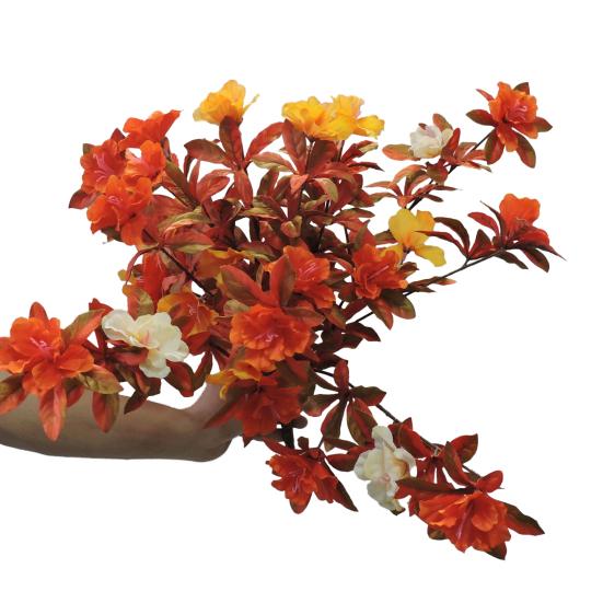Yousheng 1/2Pcs Artificial Azalea Flower Realistic UV Resistant Fake Plastic Flower Home Table Centerpiece Indoor Outdoor Faux Bloom Decoration