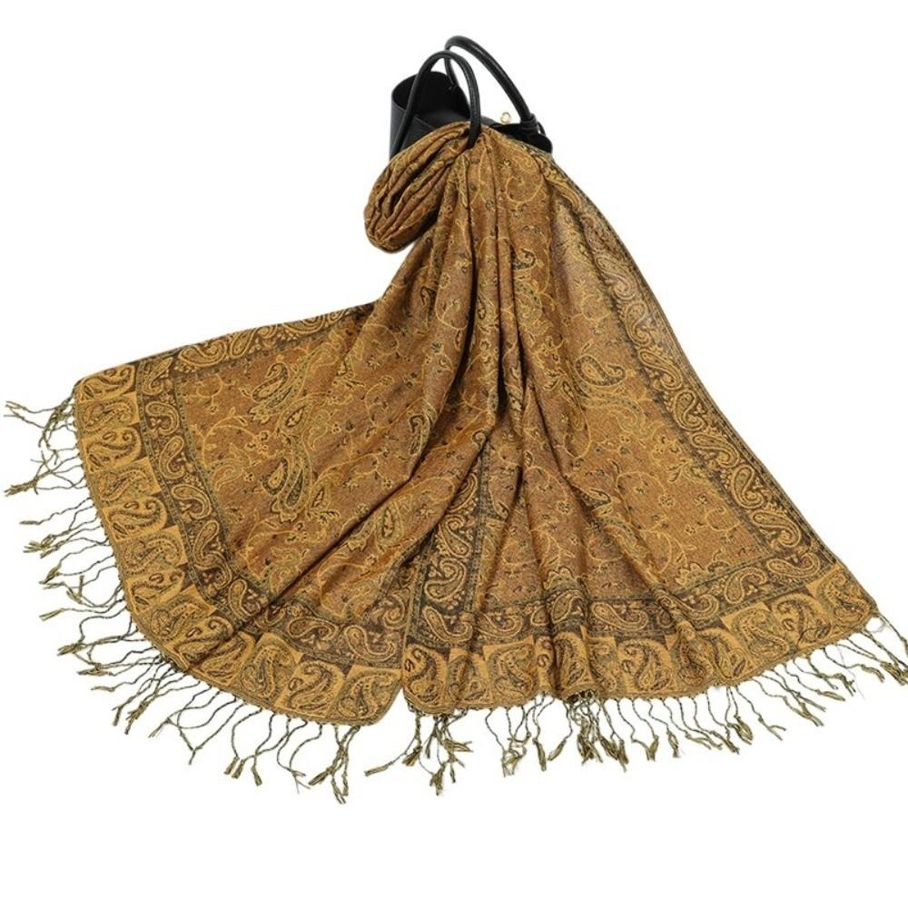 Ethnic Style Sunscreen Shawl Tassels Cashmere Scarf Casual Paisley Shawl  Outdoor