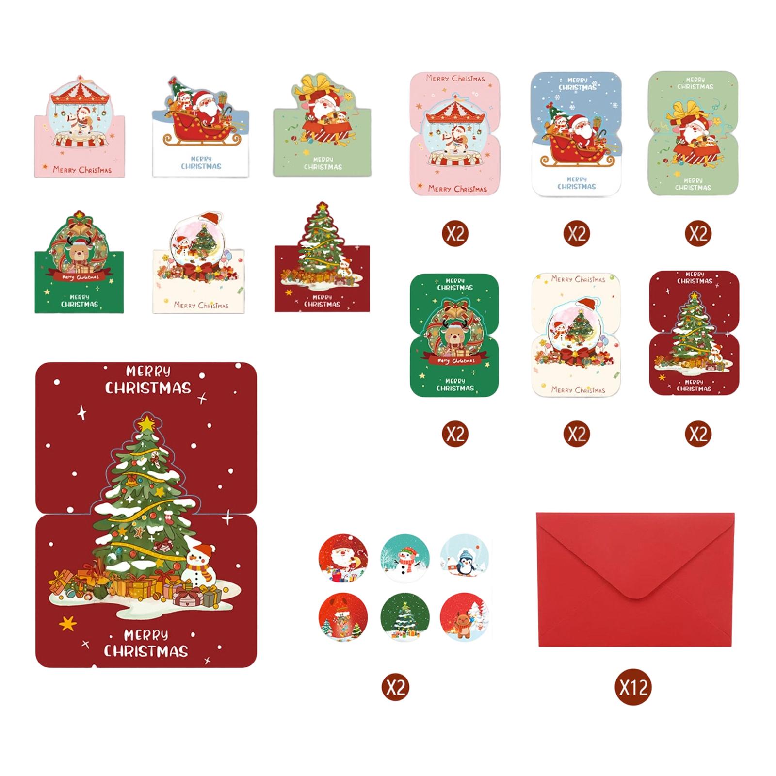 

12 Christmas Cards For Christmas Message Creative Three-dimensional Greeting Cards, Suitable For Christmas Greeting Card Surprise One Size