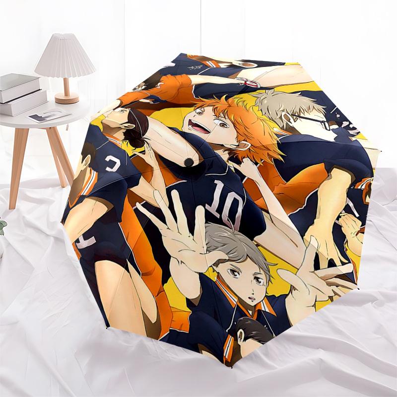 

1pc Haikyuu!! Volleyball Team Umbrella - Automatic Opening & Closing, Portable 3-Fold Design, 8-Bone Iron Frame, Outdoor, Perfect Gift for Fans, Trave