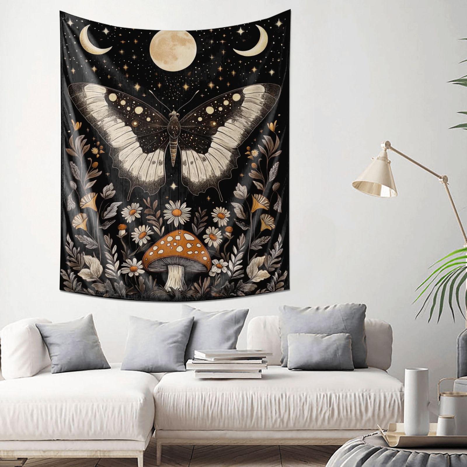 Starry Night of Butterflies and Moonlight Romantic Artistic Wall Decorative Tapestry 100X70CM