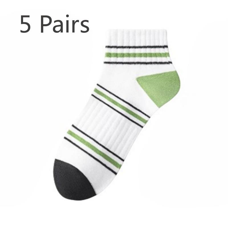 5 Pairs of Men's Spring and Summer Thin Pure Cotton Deodorizing Student Sports Socks