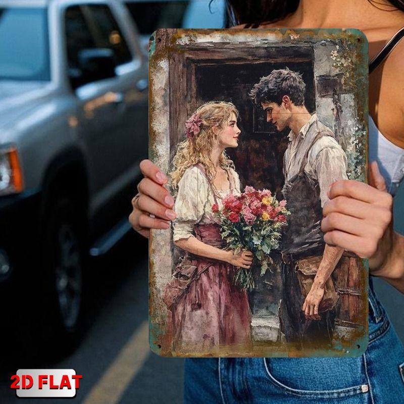 

Vintage Valentine s Day Metal Decorative Painting Gift for Couples Bedroom Living Room Cafe