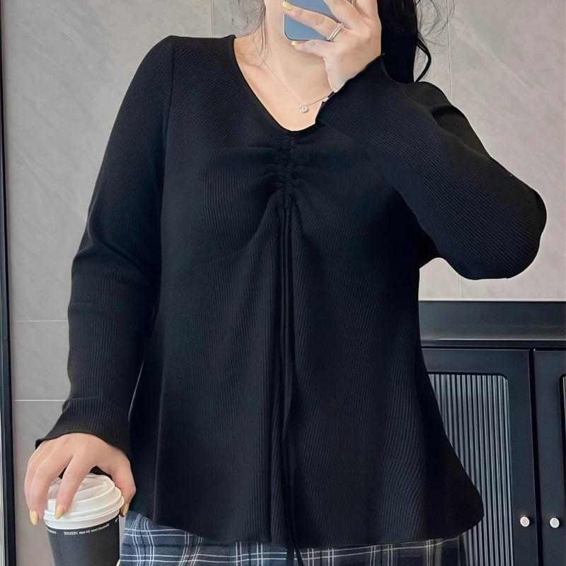 Women's Pure Lust Style Long-sleeved T-shirt New Spring Bottoming Shirt to Cover the Belly and Slimming Top