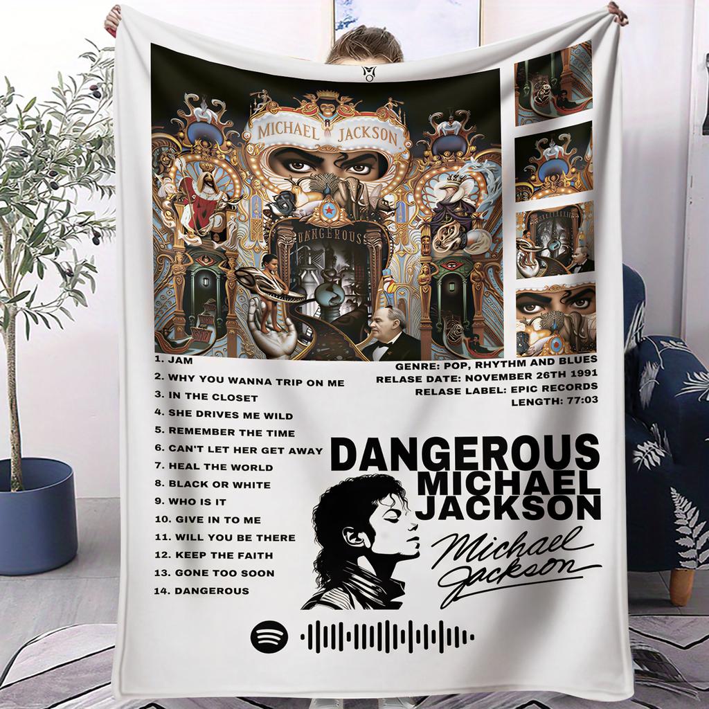MJ Król Popu Michael Jackson Super Miękki Wysoki Koc Sofa Biuro Podróż Drzemka Komfort Rekreacja Kemping Koc Podróżny Prezent Urodzinowy