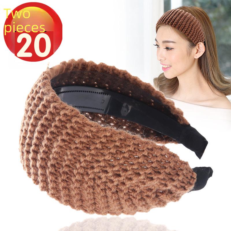Breites Stirnband aus gestrickter Wolle – Koreanische Herbst-/Winterausgabe