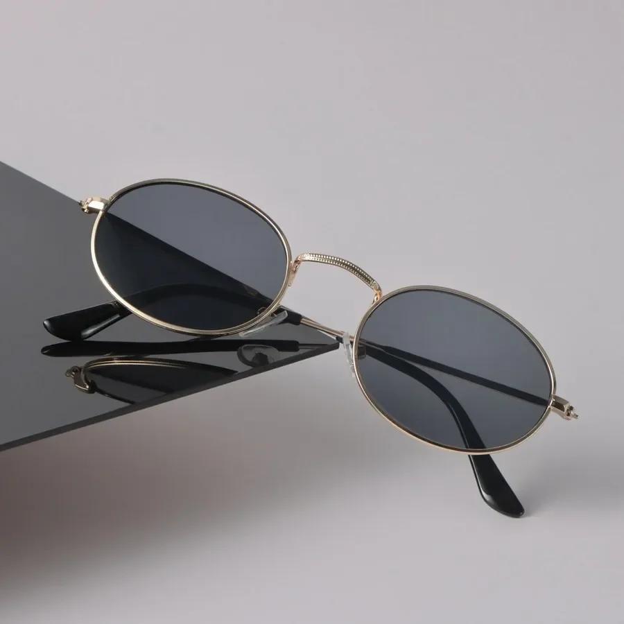 Designer Oval Sunglasses Women Men Vintage Black Sun Glasses Fashion Personality Eyewear Small Frame Mirror Brand