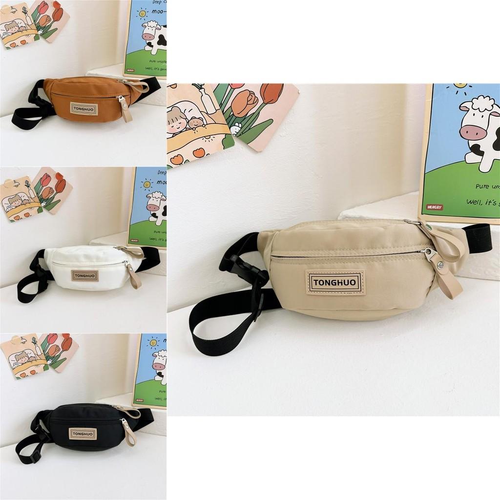 Stylish Children's Waist Bag Durable Oxford Fabric For School And Travel In Black White Brown And Khaki