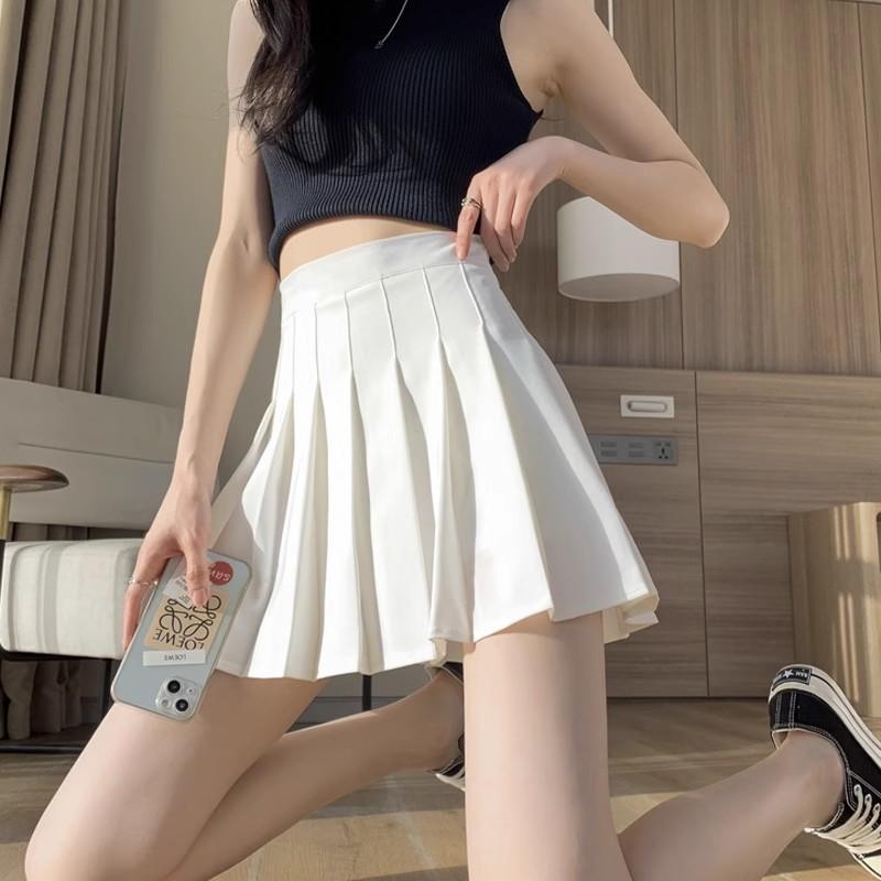 Women Maillard Wool Pleated Skirt 2026 New Autumn Winter High Waist A-Line Khaki Brown Anti-Chafing Mini Skirt
