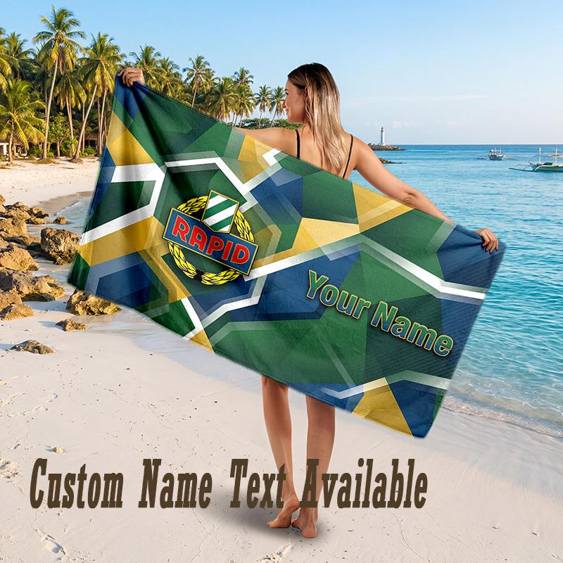 Rapid Wien FC Design Beach Towel Custom Text Large Towel for Beach Vacation