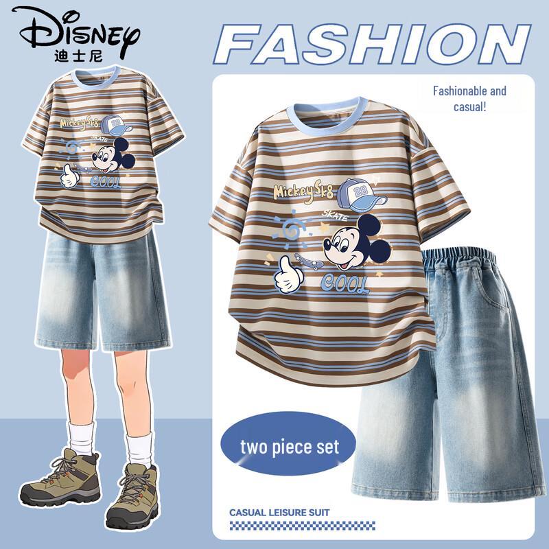 Disney Boys Summer Short-Sleeve & Denim Shorts Set 150