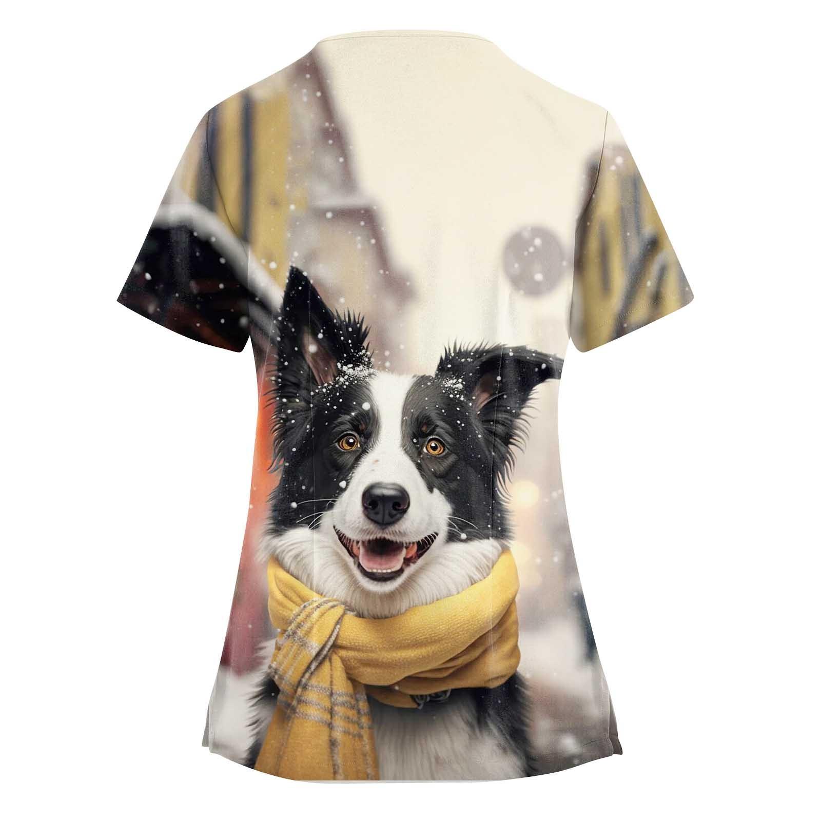 Женские топы с короткими рукавами и v-образным вырезом с милыми животными — фото 4