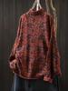 Women's High Neck Floral Print Sweater, Plus Size, Relaxed Fit, Stylish Autumn/Winter 2025 Collection.