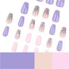 Pcs Artificial 24 Purple Nail Short Ballerina Full Cover False Nail Glossy Stick On Nail 3d Flowers Press On Nail
