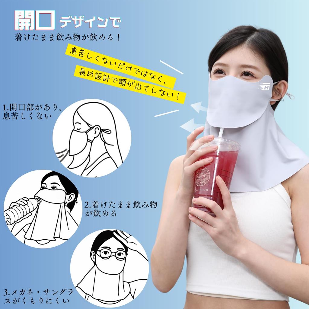 Hirashinn Summer Patented Opening Design Long Chin Sun Protection Face UV Cooling to the Adjustable Ear Comfortable Face Guard for and Farm Unisex