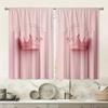 Set Of 2 Pink Crown Design Polyester Fabric Window Curtains Home Decor Curtain Made
