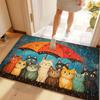 Animal Print Throw Blanket Absorbent Doormat Non Slip Area Rug Cartoon Cat Design For Home Entryway Decor