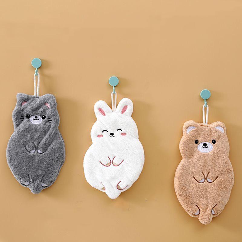 Niedliches Cartoon Tanuki Hängehandtuch Korallenvlies Haare Verliert Nicht Dickes Tuch Küche Badezimmer Saugfähige Handtücher