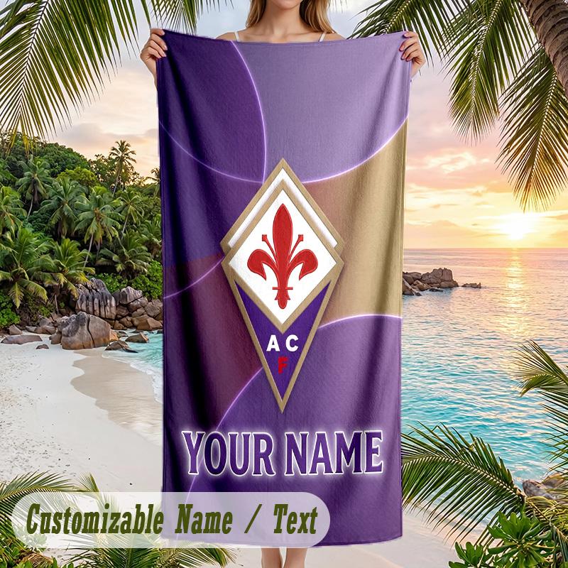 Beach Towel Fiorentina FC Print Custom Name Text Soft Towel for Swimming Pool