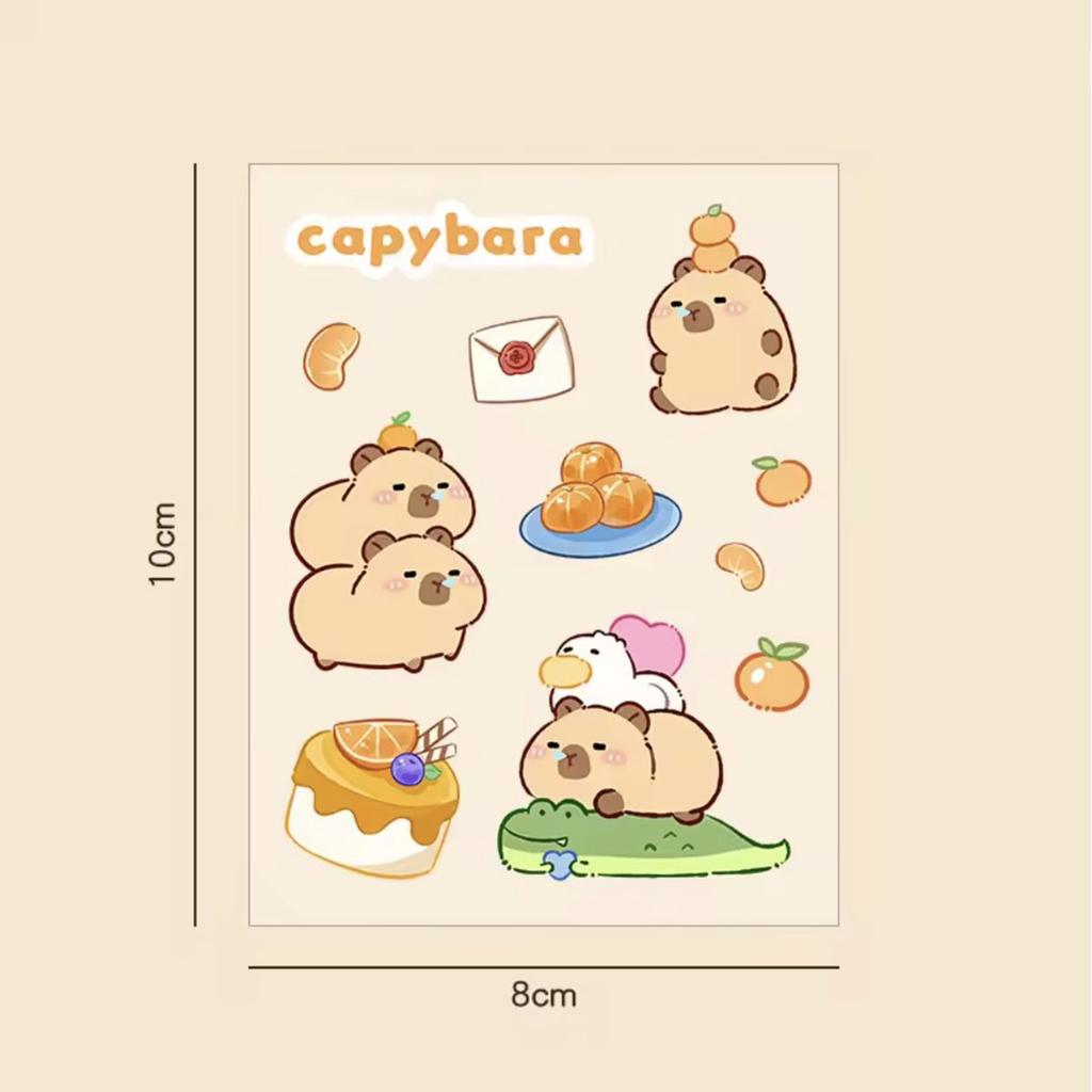 10Pcs Cute Cartoon Capibala Print Stickers Notebooks Water Bottles Suitcases Kid Stickers Decorative Roll Sticker Seal Sticker