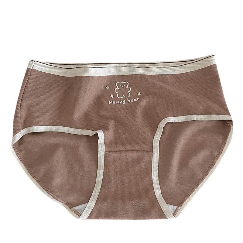 Autumn and Winter Imitation German Fleece Brushed Women's Panties Cute Girls Crotch Comfortable Teenage Cartoon Bear Mid-waist Panties