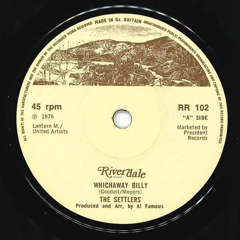 7inch Record SETTLERS - Whichaway Billy RR102 Riverdale Recor 1976 UK Pop Used