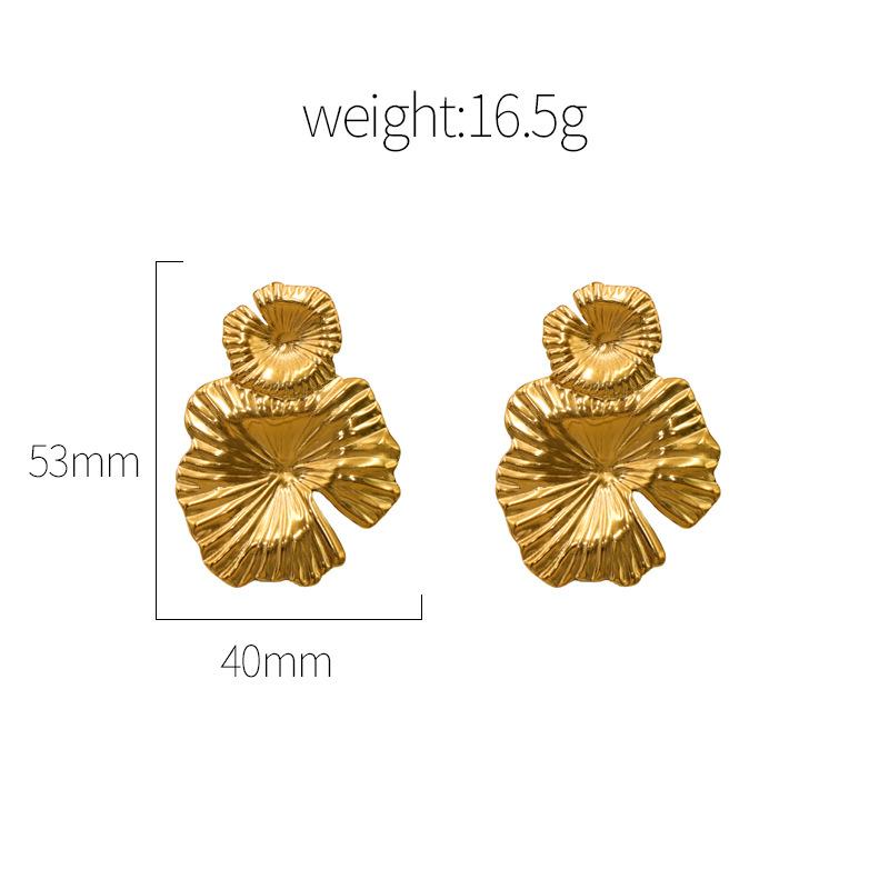 Stilvolle und einfache Ohrringe, Blütenblätter für Mädchen, Blätter, Textur, Nischen-18K-Ohrringe, nicht verblassend
