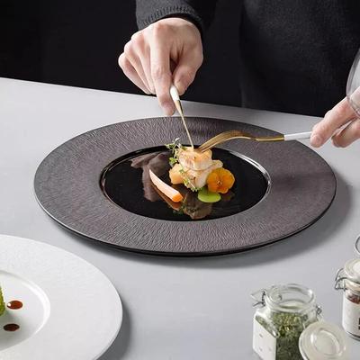 Assiette Céramique Bord Large Relief Assiette Ronde Steak Assiette Pâtes Assiettes Dessert Sushi Vaisselle Restaurant Cuisine Moléculaire