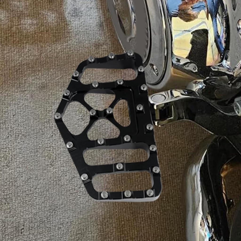 HDBUBALUS CNC Wide Footpegs Floorboards Offroad Foot Pegs Fit for Harley Dyna Fatboy Street Bob Wide Glide Sportster Bobber Chopper Black 1 Pair