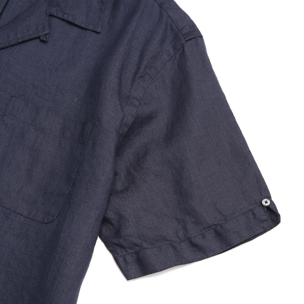 BROOKS BROTHERS Linen Camp Solid Shirt (Navy) (Bbtpmm6396Qem)