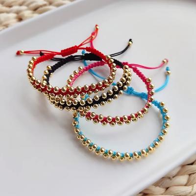 Handmade Braided Bracelet Jewelry for Women 4mm High Quality Gold Plated Beads Bracelets Bijoux Fashion Pulseras Femme