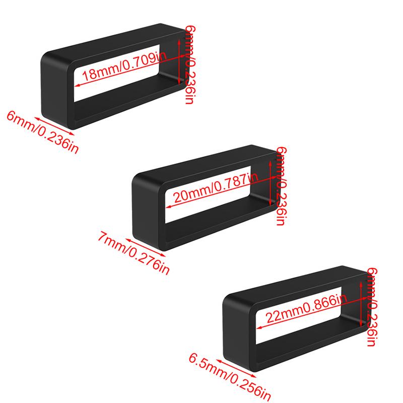 1Pc Silicone Black Loop DIY Hoop Retainer Watch Strap Band Keeper Holder Ring 16-22mm