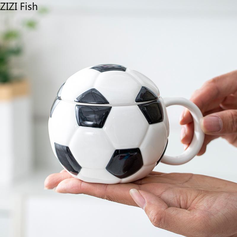 Creative Baseball Shape Mug Ceramic Cups with Lid Dining Table Coffee Mugs Afternoon Tea Teacup Water Cup Fruits Juice Container