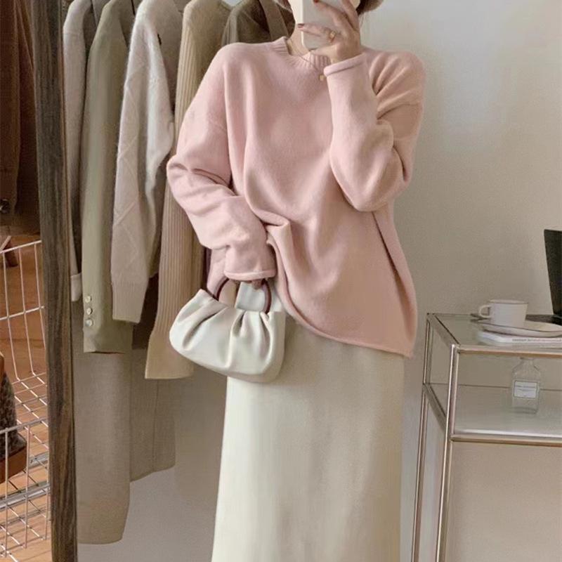 Retro Hong Kong Red Cable Knit Loose Sweater - Women's New Year Pullover