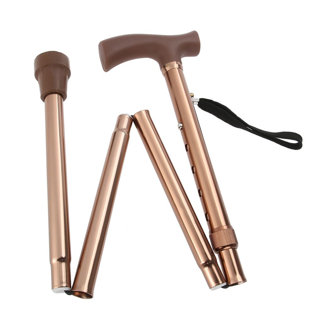 Alloy Foldable Elderly Safety Walking Stick Guide Blind Cane Crutch Bronze Adjustable Length