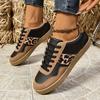 Women's Leopard Print Fashion Sneakers, Casual Lace-Up Low Top Shoes with Plain Toe, All-Season Man-Made Upper & Fabric Inner