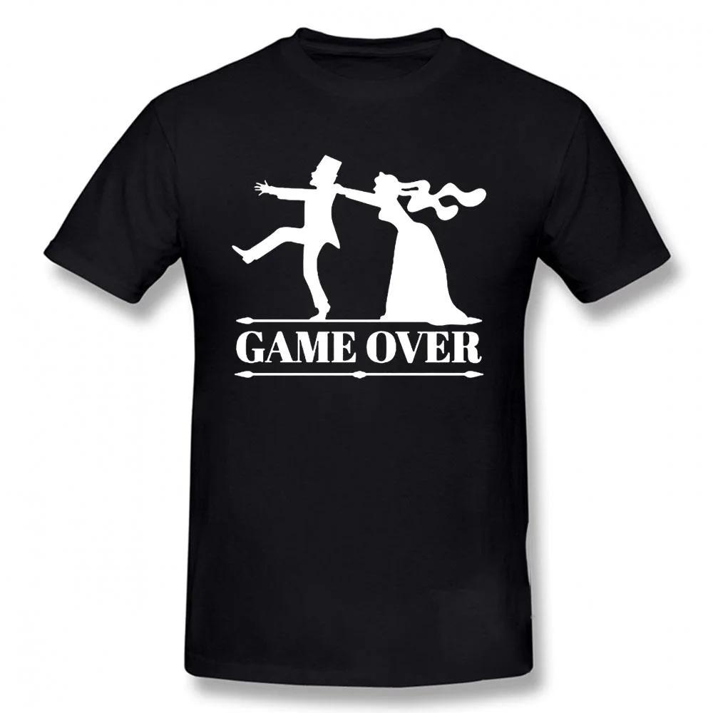 Game Over Nevěsta Ženich Rozlučka se svobodou Tričko Vtipné Tričko Pánské Oblečení Krátký Rukáv Camisetas Tričko