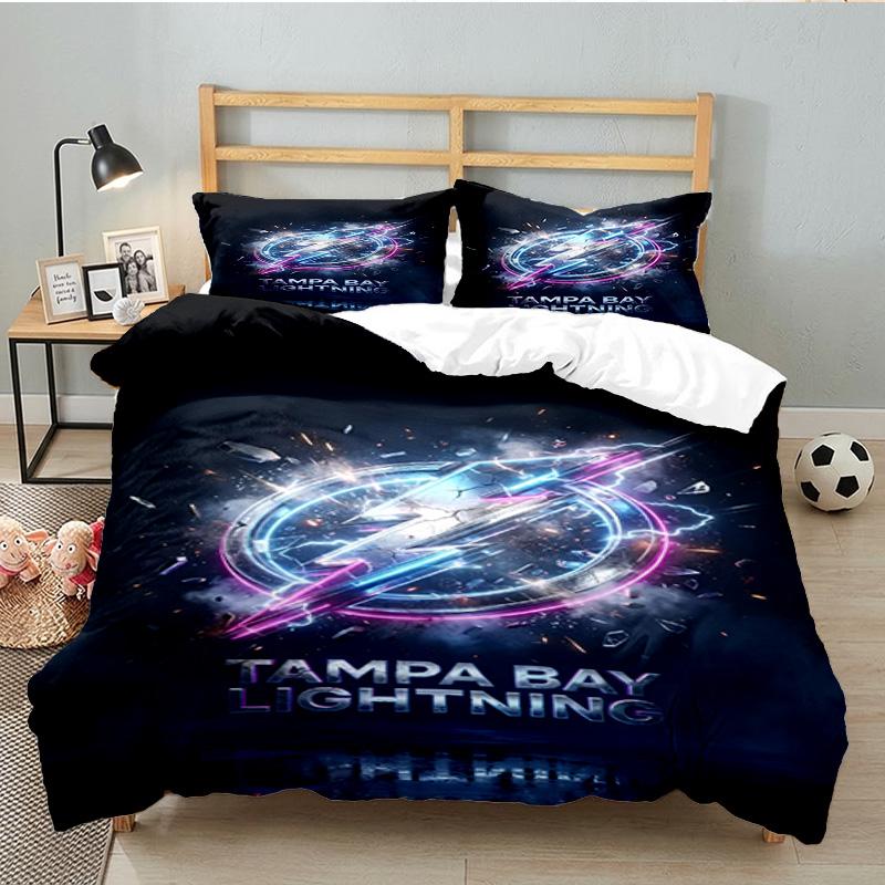 Tampa Lightning Logo 3PCS Bedding set,Ideal for 1pc Duvet Cover And 2pcs Pillowcases Perfect for Fan gift,Ideal for Bedroom, Dormitory