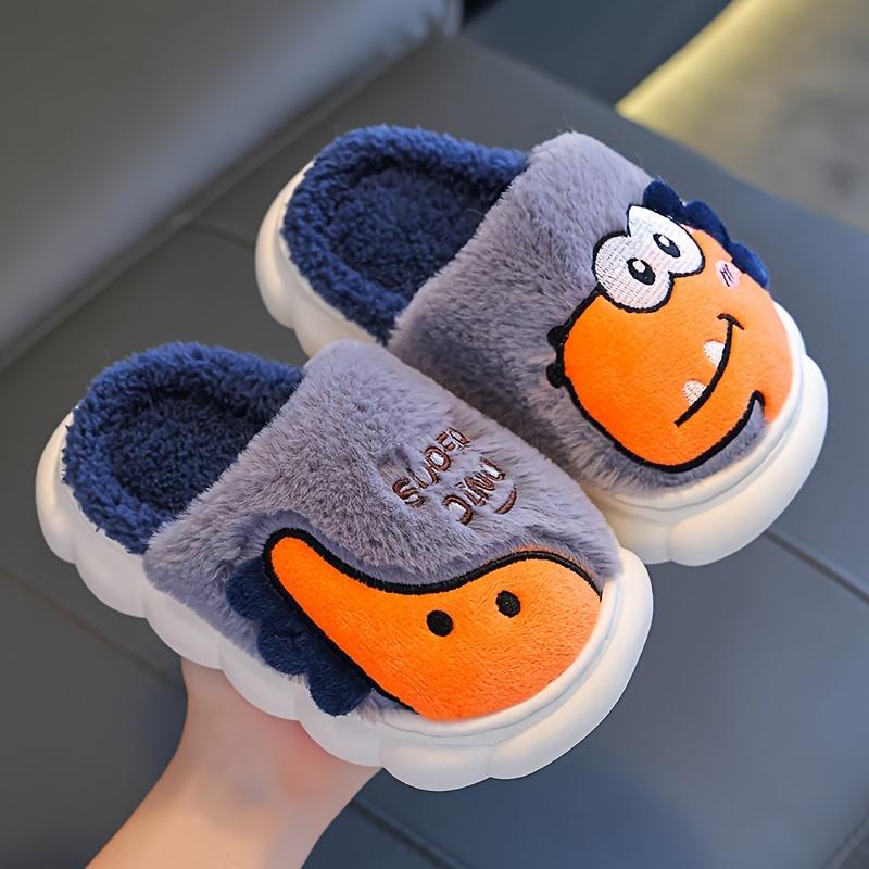 

Детские мультяшные зимние тапочки с динозаврами - Теплые, с мягкой подошвой, Нескользящие, Домашние тапочки для помещений/улицы, Милые, Повседневные, Удобные домашние тапочки 28-29 серый