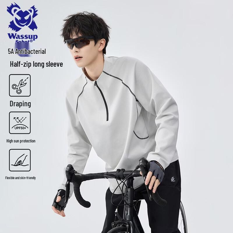 Wassup Sohot Men s Half-Zip Quick-Dry Long Sleeve Sports Top S