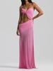 European & American Women's Solid Color Strapless Slim-Fit Split Maxi Dress 8111