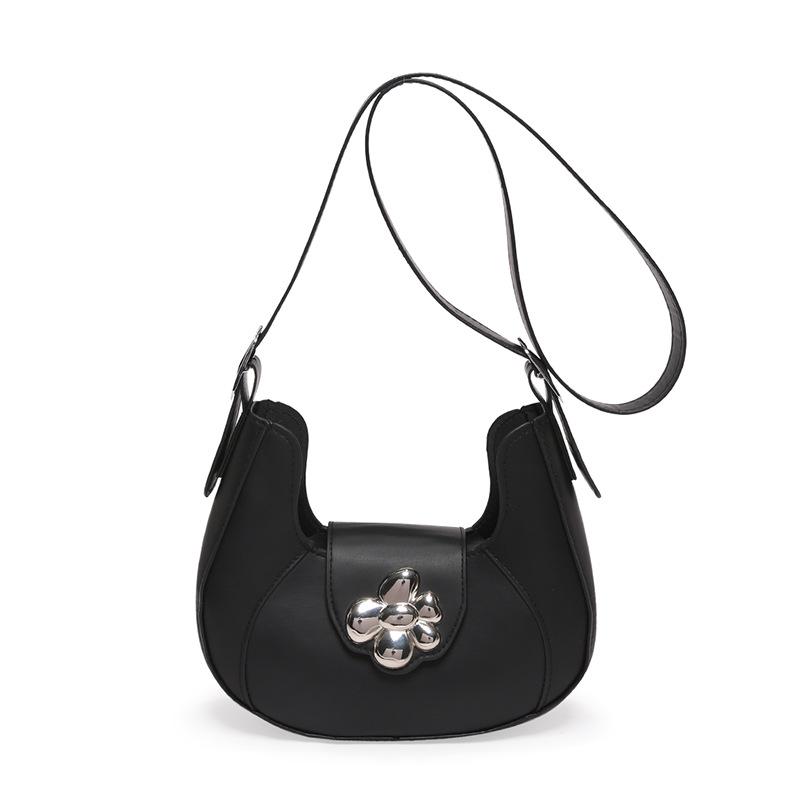 

Корейская версия модной сумки для женщин 2024 года, весна-лето, новая простая трендовая сумка-пельмень, универсальная сумка-мессенджер с текстурой чёрный