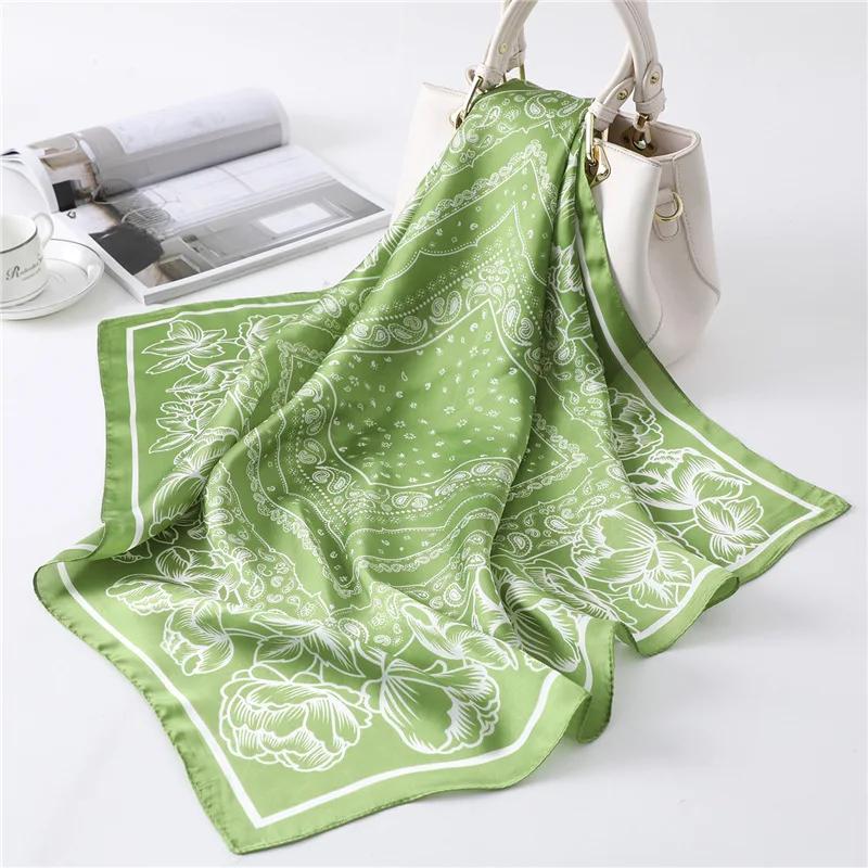 Fashion Print Silk Hairbands Scarf Women  Spring New Elagant Floral Bandana Neck Kerchief Head Bands Foulard Female Scarfs
