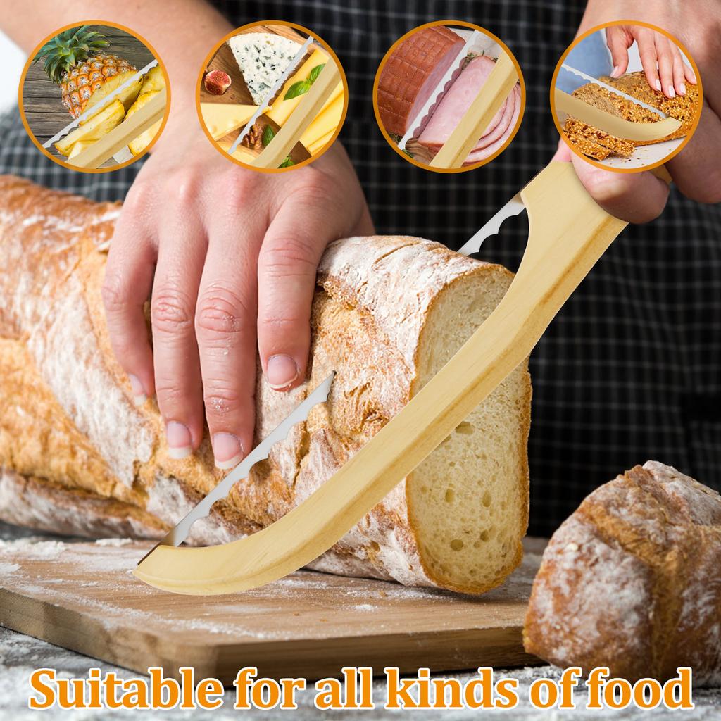 Sourdough Bread Slicer Wooden Bread Bow Cutter with Stainless Steel Blade Kitchen Tools Baking Supplies Bread Baguettes Cutter