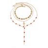 Fashion Cross Necklace Set Rhinestone Stacked Collarbone Chain Metal Stacked Necklace  Daily