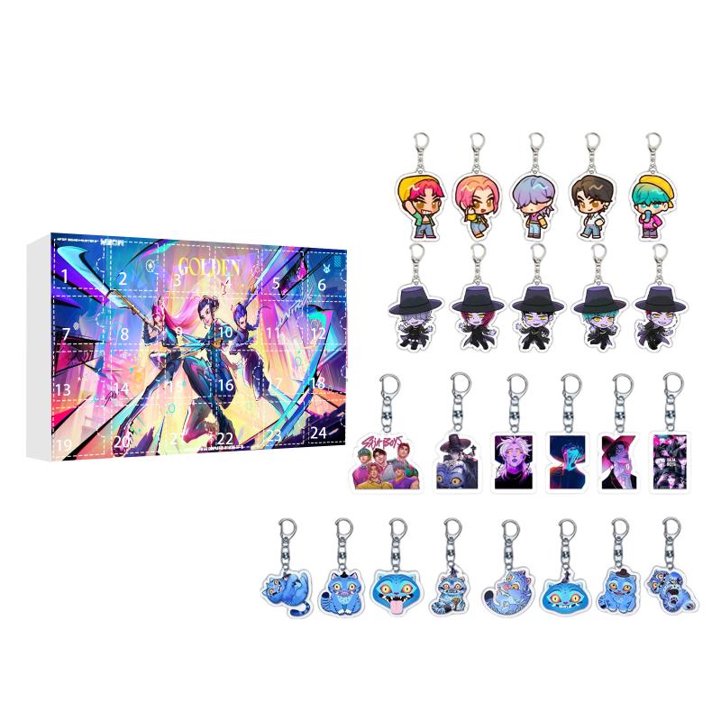 Kpop Caçadores de Demônios Caixa Surpresa Caixa Misteriosa 24 Dias Contagem Regressiva de Natal Calendário do Advento Chaveiro Pingente de Bolsa Presente de Festival