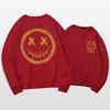 Japanese long-sleeved T-shirt men's summer tide personality graffiti smiley face print little devil grimace Hong Kong style loose top