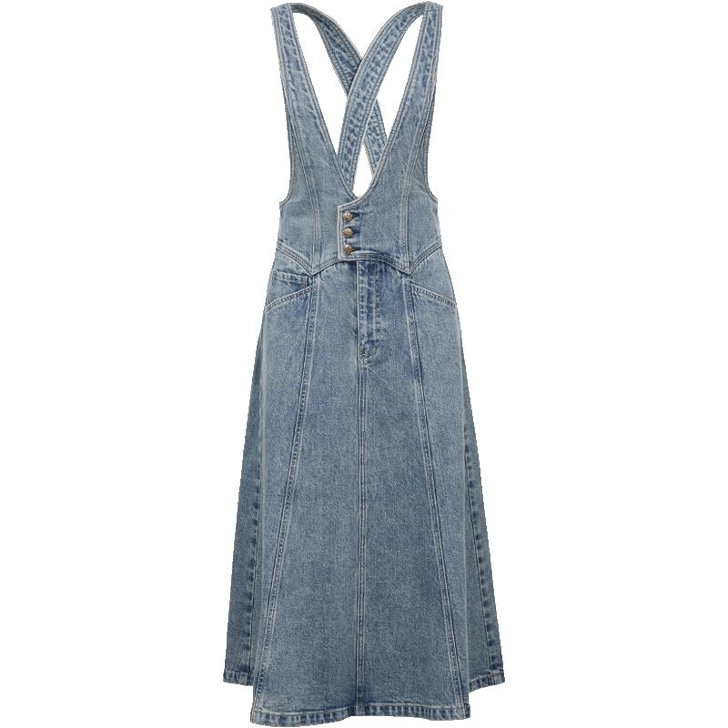 

ONLY Women s A-line Denim Suspender Dress L