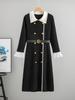 Autumn 2025 Fragrant Style Lapel Flared Sleeve Knitted Midi Dress