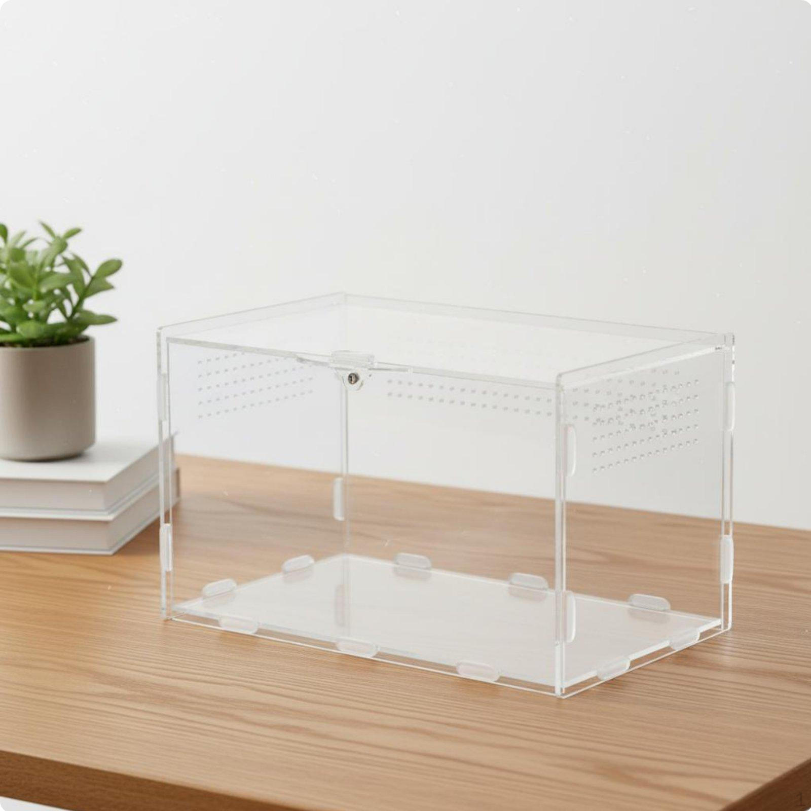 Acrylic Reptile Box Clear Enclosure Panoramic View Arachnid Habitat for